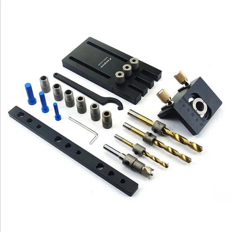 

3in1 Aluminium Alloy Dowelling Jig Set Woodworking Dowel Drilling Guide Locator Kit
