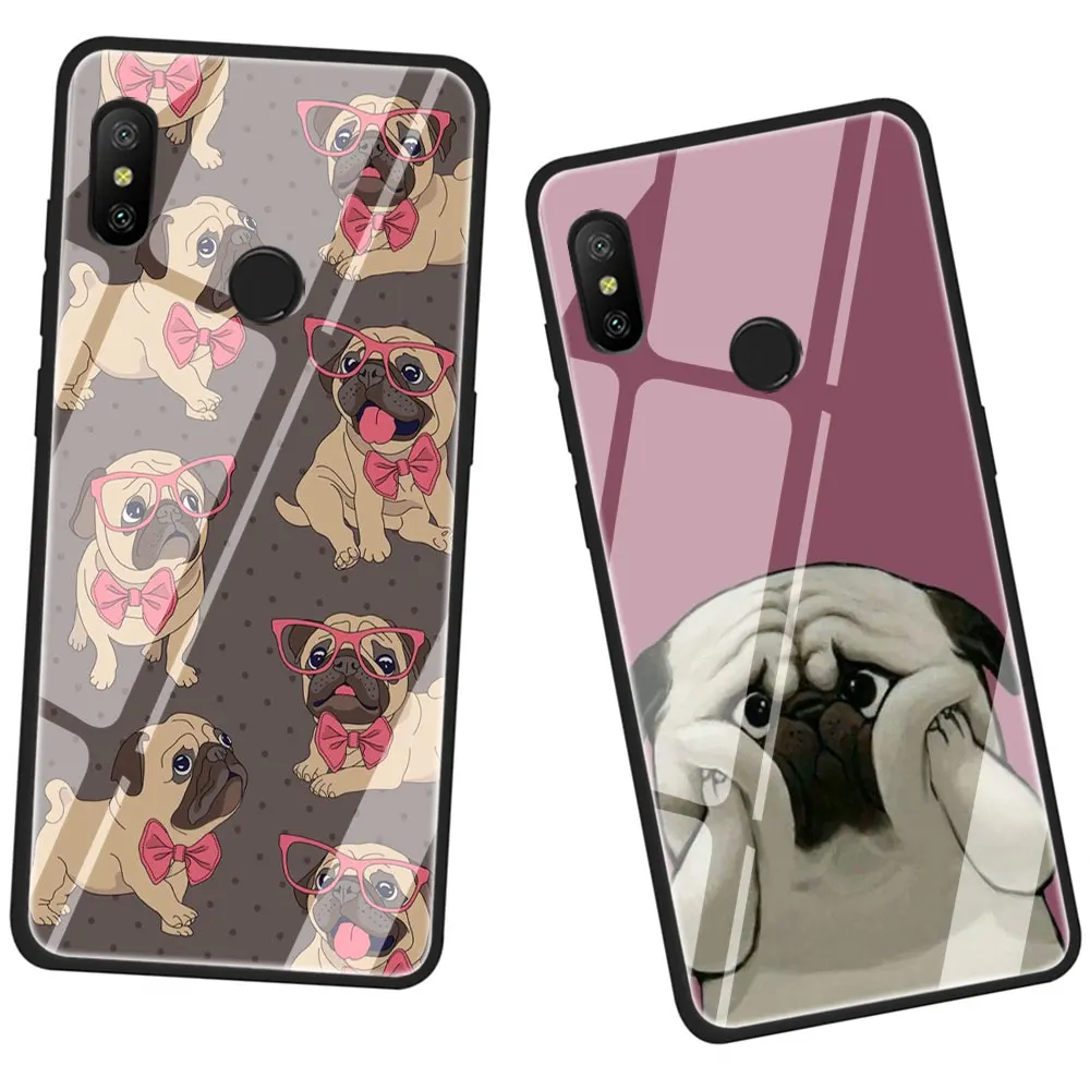 Puppy Pug Bunny French Bulldog Tempered Glass Phone Cover Case For Xiaomi Mi 8 9 Redmi 4X 6A Note 5 6 7 Pro Pocophone F1 | Мобильные