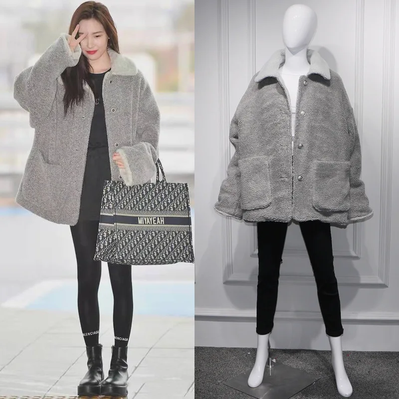 Теплые Oversize Мех Ягненка Пальто Для женщин 2018 осень зима Свободные толстый хлопок