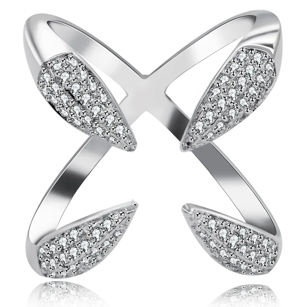 Американский запас Uloveido модный кубический цирконий X Ring 4 когти свободный размер