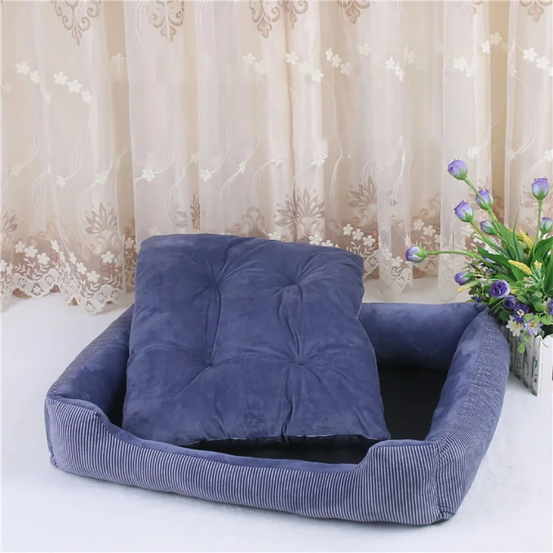 Pets Dogs Striped Bed Sofa Warm Winter Kennel House Pad For Small Medium Large Dogs Soft Dog Puppy Bed Nest Pet Supplies