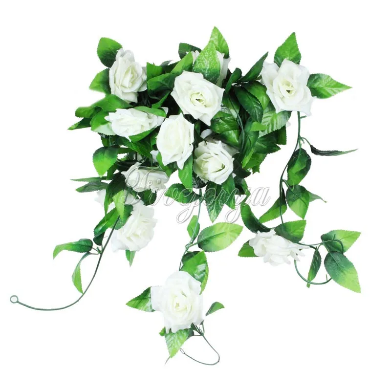 5 шт./лот искусственные розы из шелка Плющ лоза Искусственные цветы с зелеными