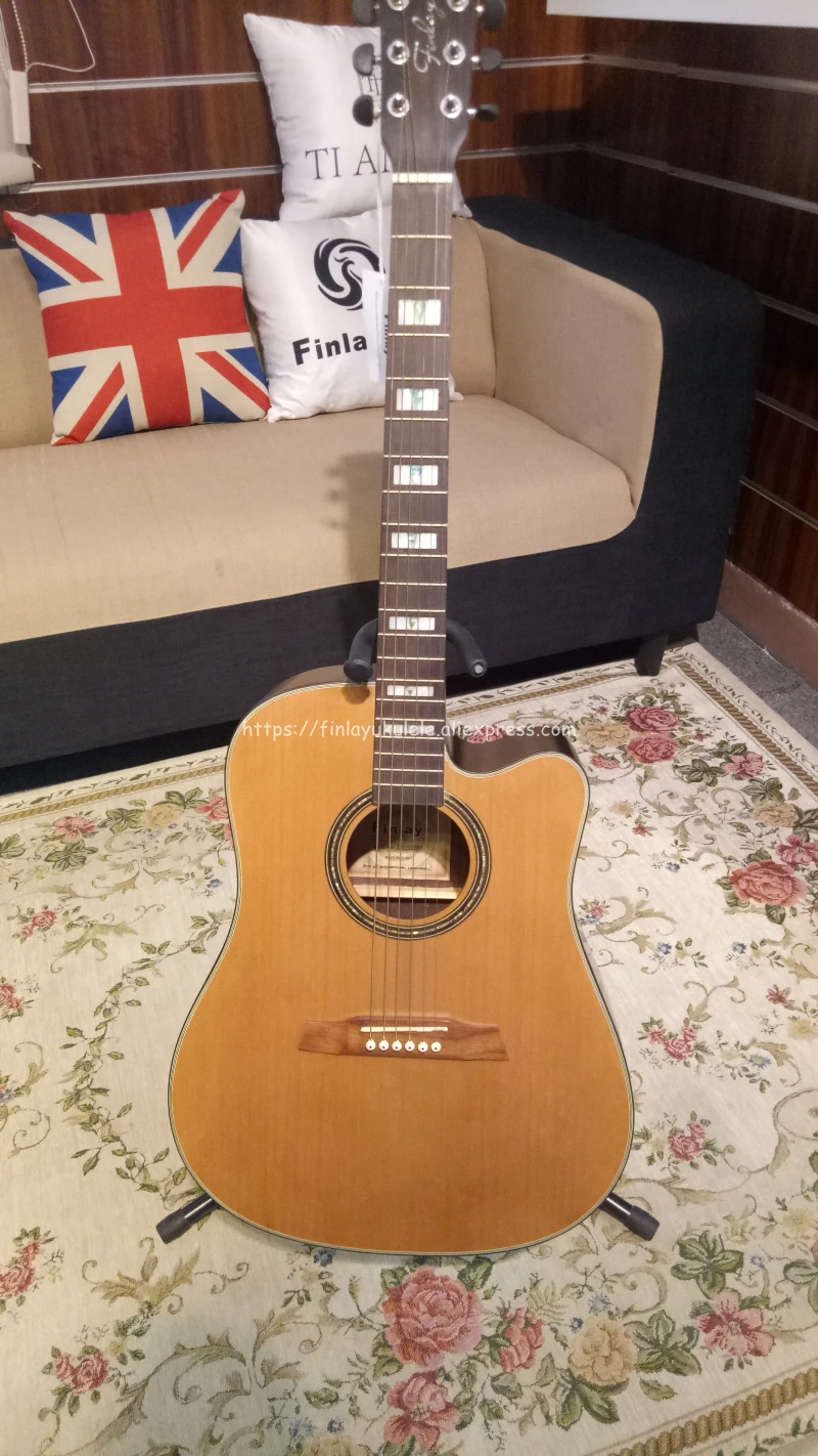 Акустические гитары Finlay 41 &quot однотонный топ Cedar/Rosewood Body guitarra с жестким чехлом
