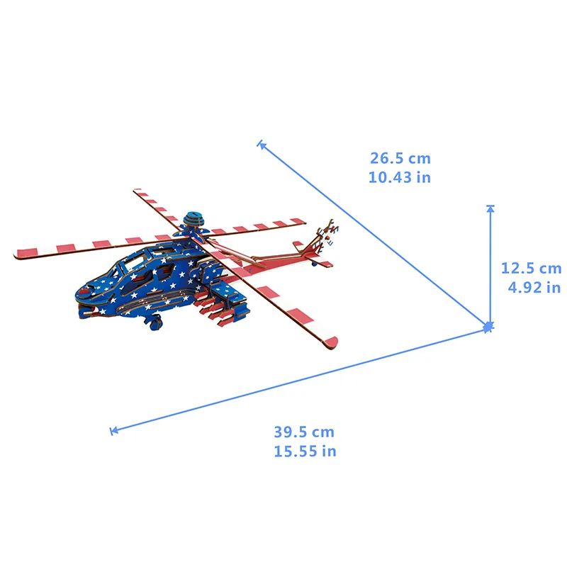 Apache DIY 3D деревянный автомобиль вилочный двухэтажный автобус игра-головоломка натуральный цвет Игрушечная модель обучающие игрушки для детей - Цвет: Apache