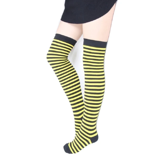Чулки высокого качества 2017 модные удобные женские чулки в полоску Длинные до