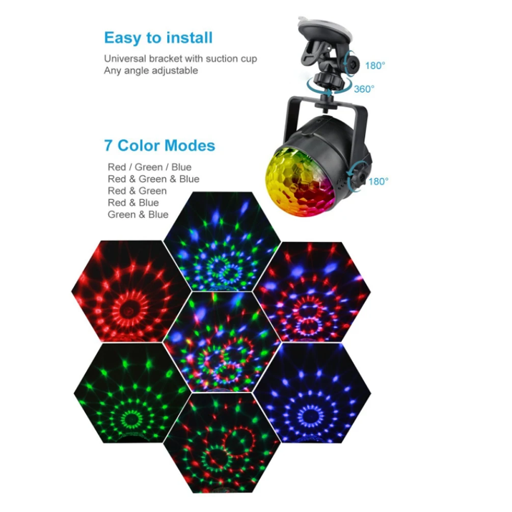 Светодиодный диско шар LEDGLE освещение для вечеринок с активацией переносной