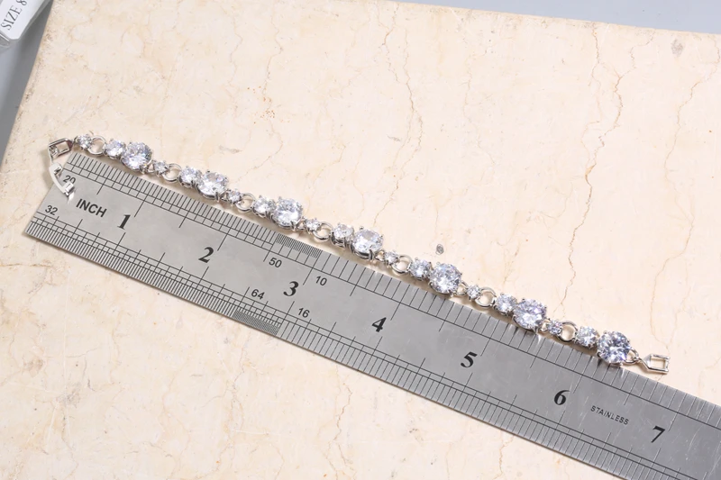 Браслет цепочка из циркония с серебряным покрытием 6/7 дюймов L10074|Цепочки и