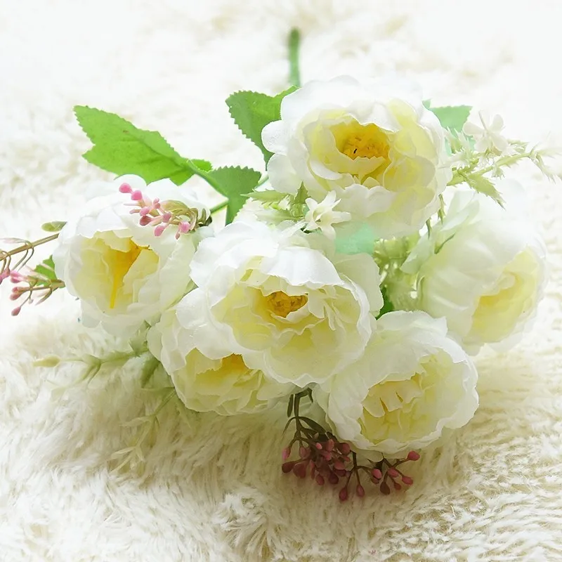 6pcs white 1 пачка, искусственный цветок черники, бутон, искусственные растения, Шелковый цветок, декоративный венок, ягода для свадьбы, украшения для дома, вечеринки - Цвет: 6pcs white