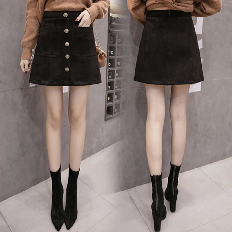 Женская замшевая мини юбка карандаш черная офисная пачка с запахом