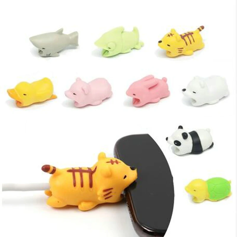 Cable bite Cute Animal cable protector for iphone usb organizer chompers charger wire holder dropshipping | Электроника