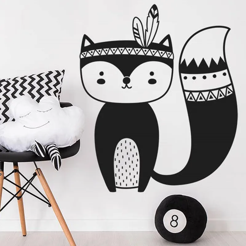 Наклейка на стену с лисой стикер детской в лесу для детей девочек декоративные