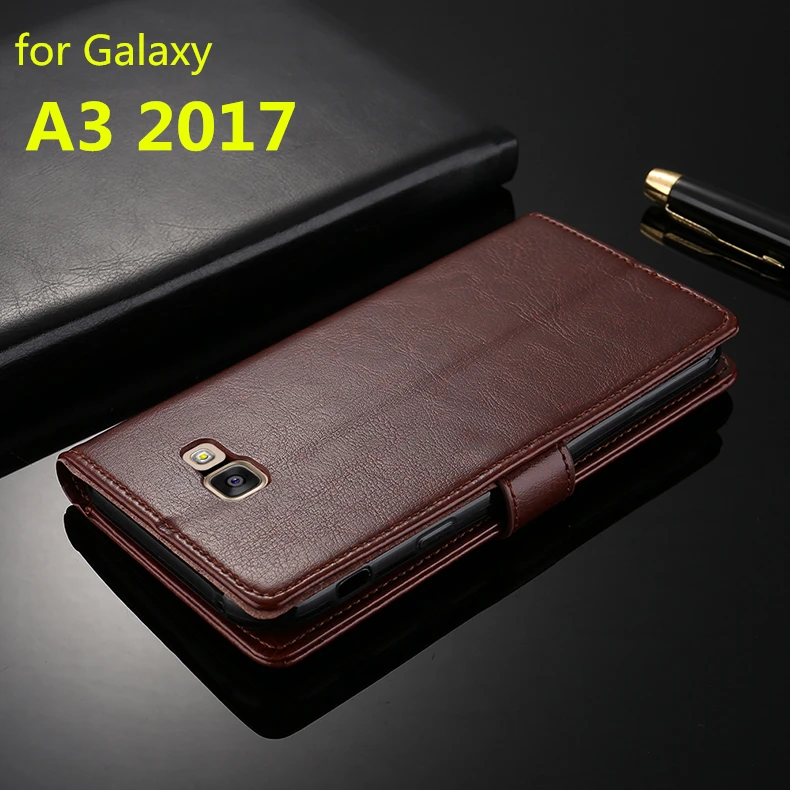 Чехол с держателем для карт Samsung Galaxy A3 2017 A320F A3200 кожаный защитный чехол бумажник