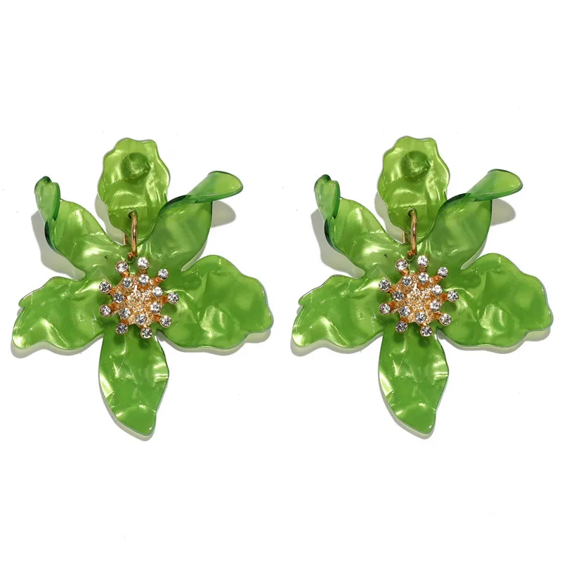 2018 новые корейские 6 лепестков акриловые с цирконием = Модные женские серьги