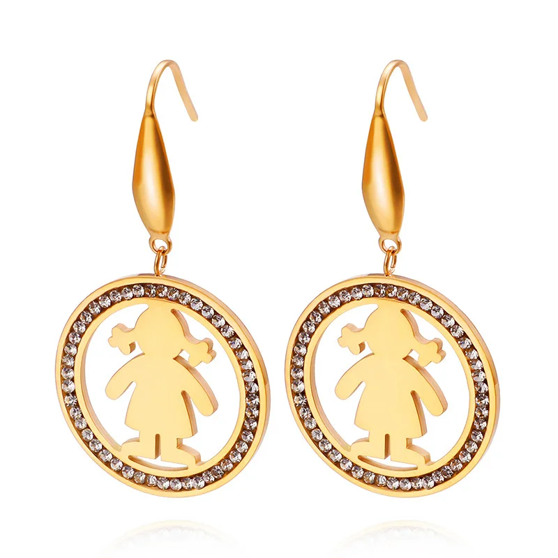 Модные женские и мужские серьги для влюбленных цвета розового золота круглые из