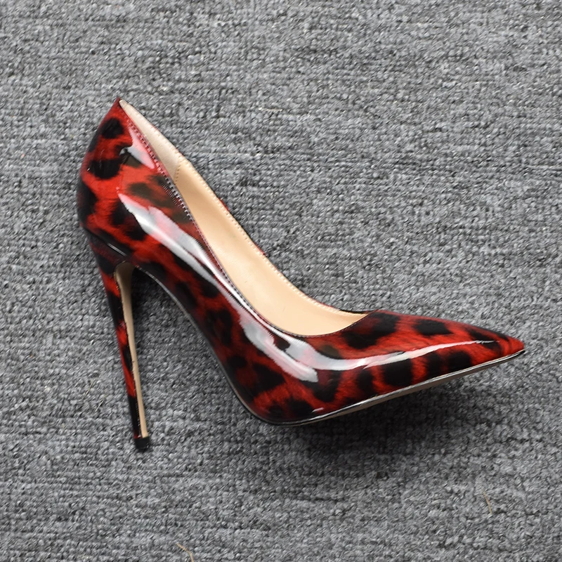 

WETKISS Leopard Print Patent Pu Women Pumps Shallow Pointed Toe Footwear High Heels Female Shoes Party Shoes Woman 2019 Spring