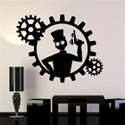 Виниловая наклейка на стену в стиле стимпанк с изображением Человека, пистолета, шестеренок, декоративная наклейка, s-фрески, домашний декор, настенные наклейки, современный дизайн, наклейка на стену D430