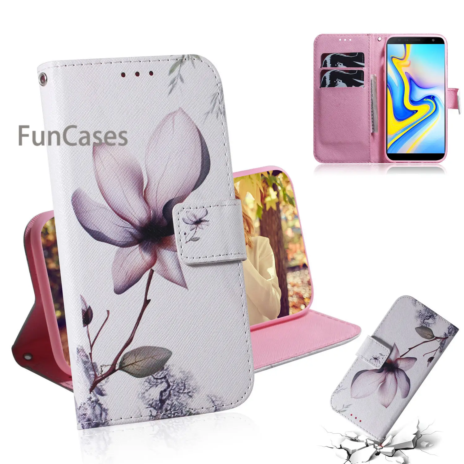 ГОРЯЧАЯ искусственная кожа флип для ajax samsung J6 Plus силиконы Чехлы СПС Aksesuar Galaxy funda