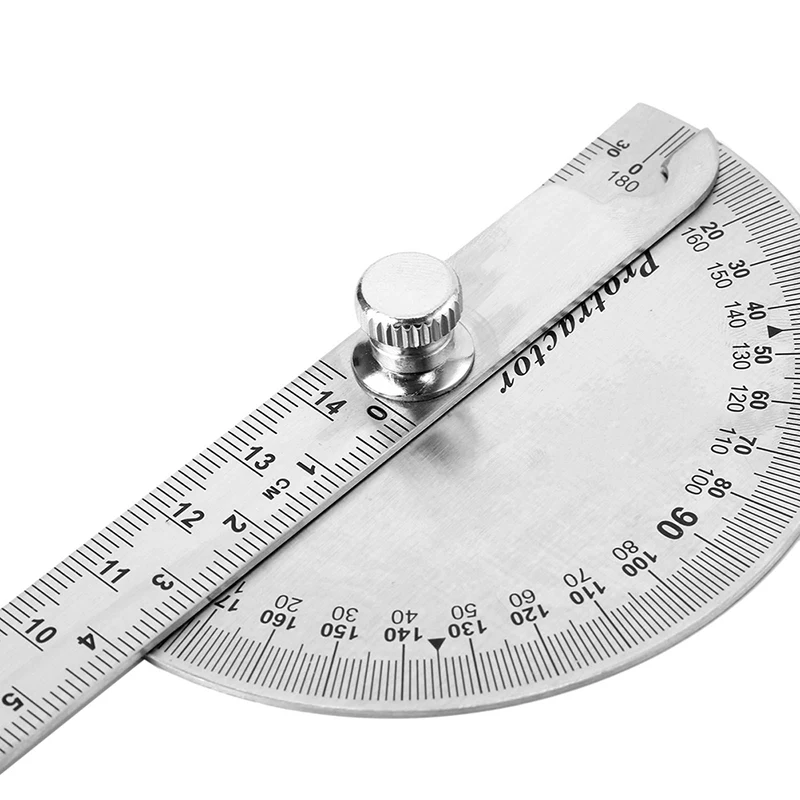 

15cm 180 Degree Adjustable Protractor Multifunction Stainless Steel Roundhead Angle Ruler Mathematics Measuring Tool