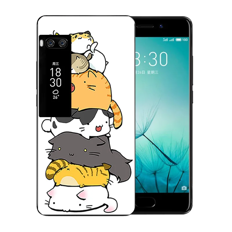 For Meizu pro 7 Phone Case Luck Cat Pattern Soft TPU Funda Luxury Silicone Shell Back Cover Matte Coque |