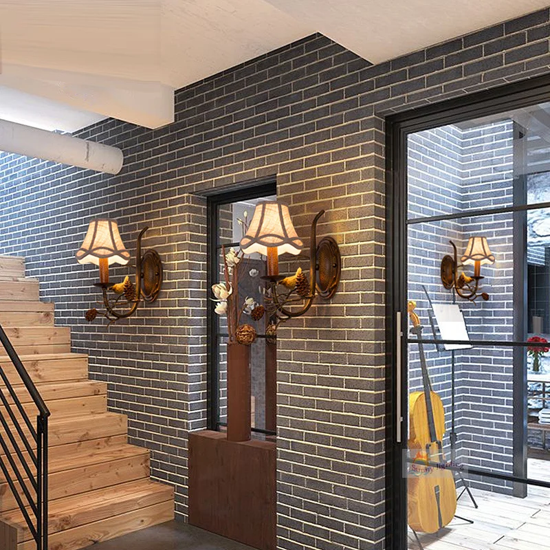 Прихожая кафе LED птица настенный светильник скандинавский пасторальный сосновый