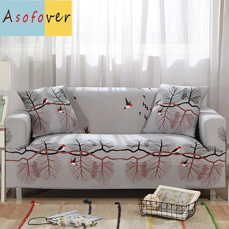 Asofoverer родное дерево птицы диван Чехол Эластичный стрейч мебель чехлы протектор