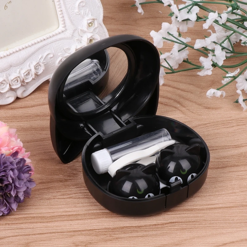 

New Design Cartoon Lens Box Cartoon Cute Cat Portable Contact Storage Case Mirror Container Holder Drop Shipping