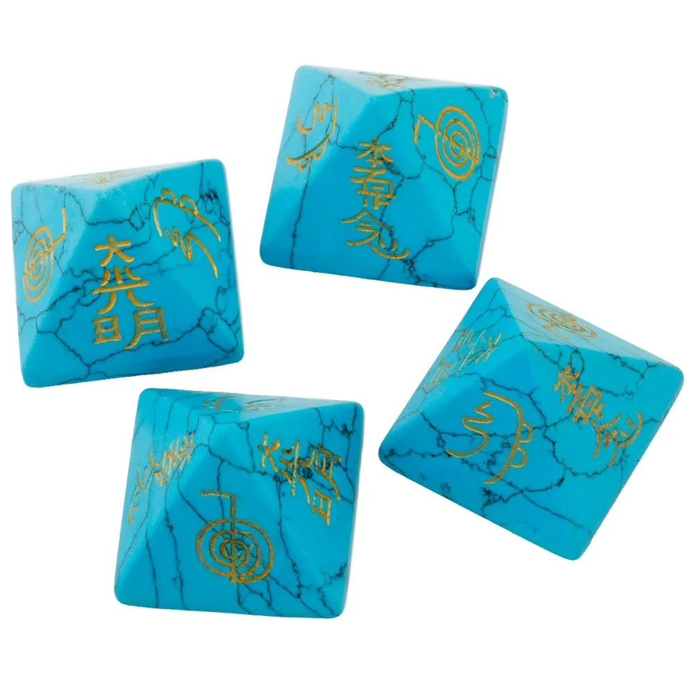 TUMBEELLUWA Blue Howlite бирюзовая пирамида гравированная Usui символ рейки кристаллическая