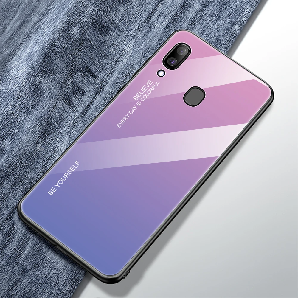 02 Для samsung Galaxy A20E A20S A20 градиентный чехол из закаленного стекла для samsung Samsun A20 E S A 20e A20e Aurora цветная задняя крышка - Цвет: 02
