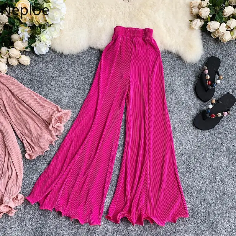 Женские брюки с высокой талией Neploe плиссированные в стиле ретро 44578 лето 2020|Брюки|