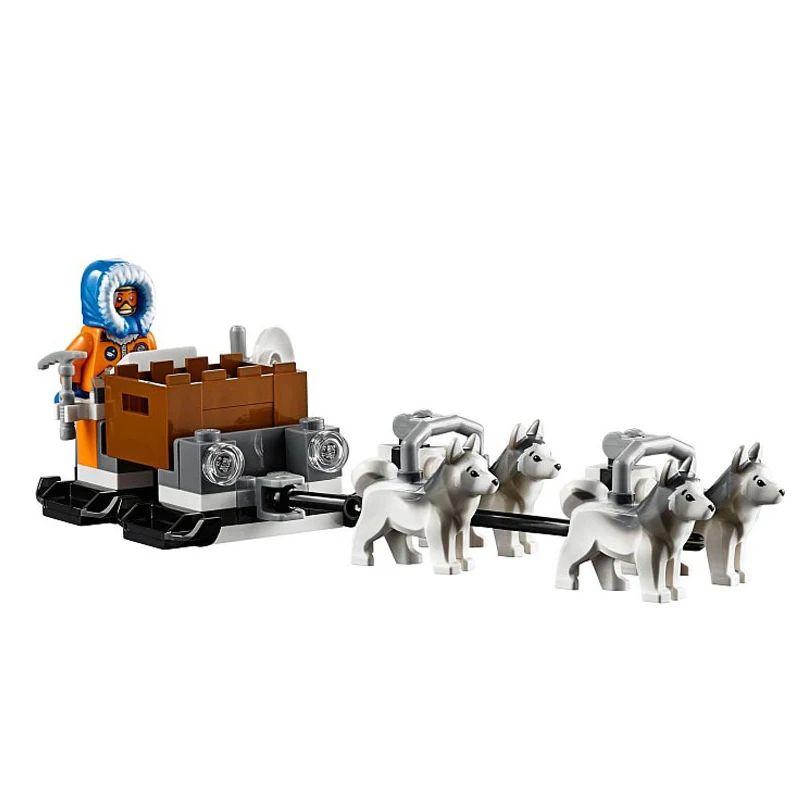 Compatible Legoing Urban City Arctic Icebreaker ARCTIC BASE CAMP Model helicopter ship sleigh scientists Building Blocks Kid Toy | Игрушки и