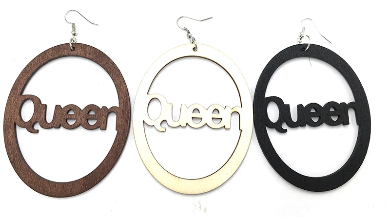 Новейшие королевские деревянные серьги естественного/черного и коричневого