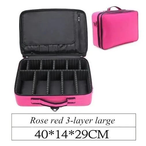 Rose Cosmetic case Женская модная косметичка, высококачественный органайзер для макияжа, большой Многоэтажный профессиональный косметический чемодан Bolso Mujer - Цвет: Rose Cosmetic case