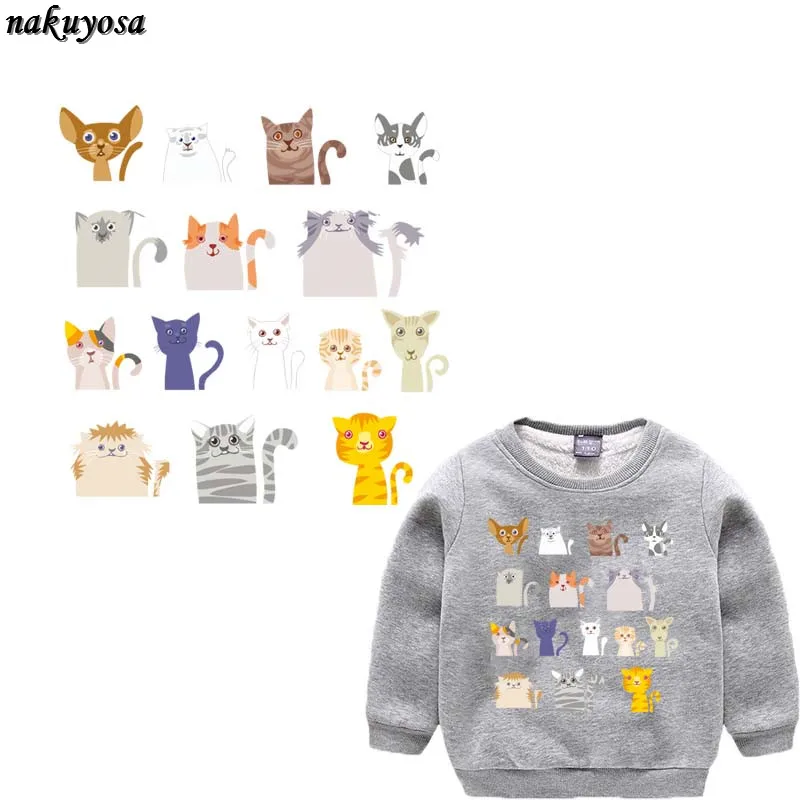 5 шт. много видов стикеров для детской одежды с милым котом и мультипликационным