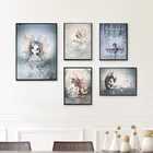 Домашний декор для гостиной, плакат с принтом, фотография на стену для детской комнаты с изображением оленя, кролика, угловых крыльев, животных, абстрактный, сладкий
