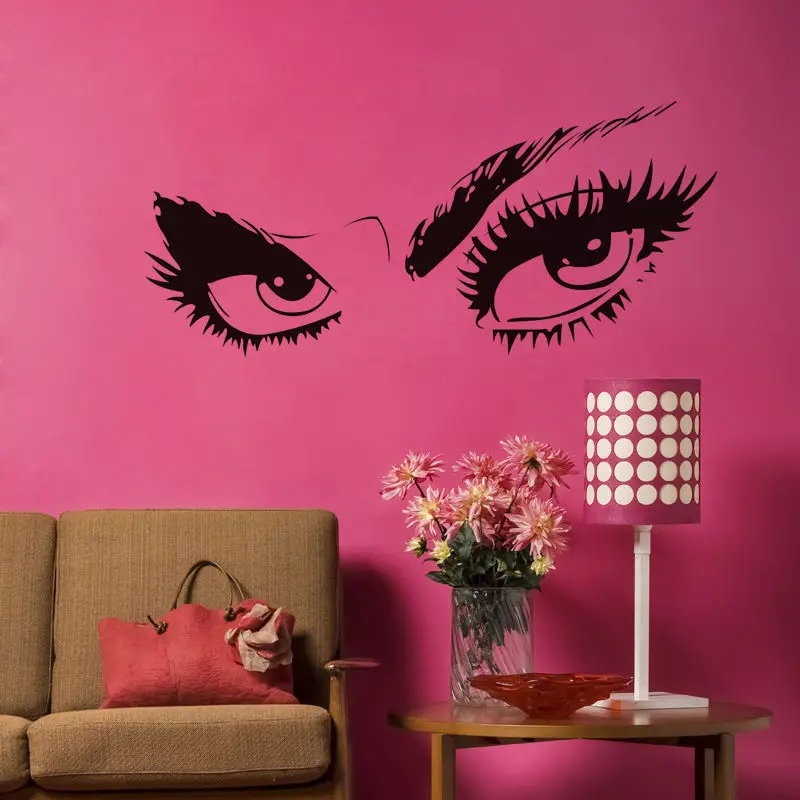 

Woman Beautiful Eyes Quote Vinyl Decals Girl Bedroom Removable Wall Sticker Beauty Salon Wall Window Decor Art Decal Mural ZA309