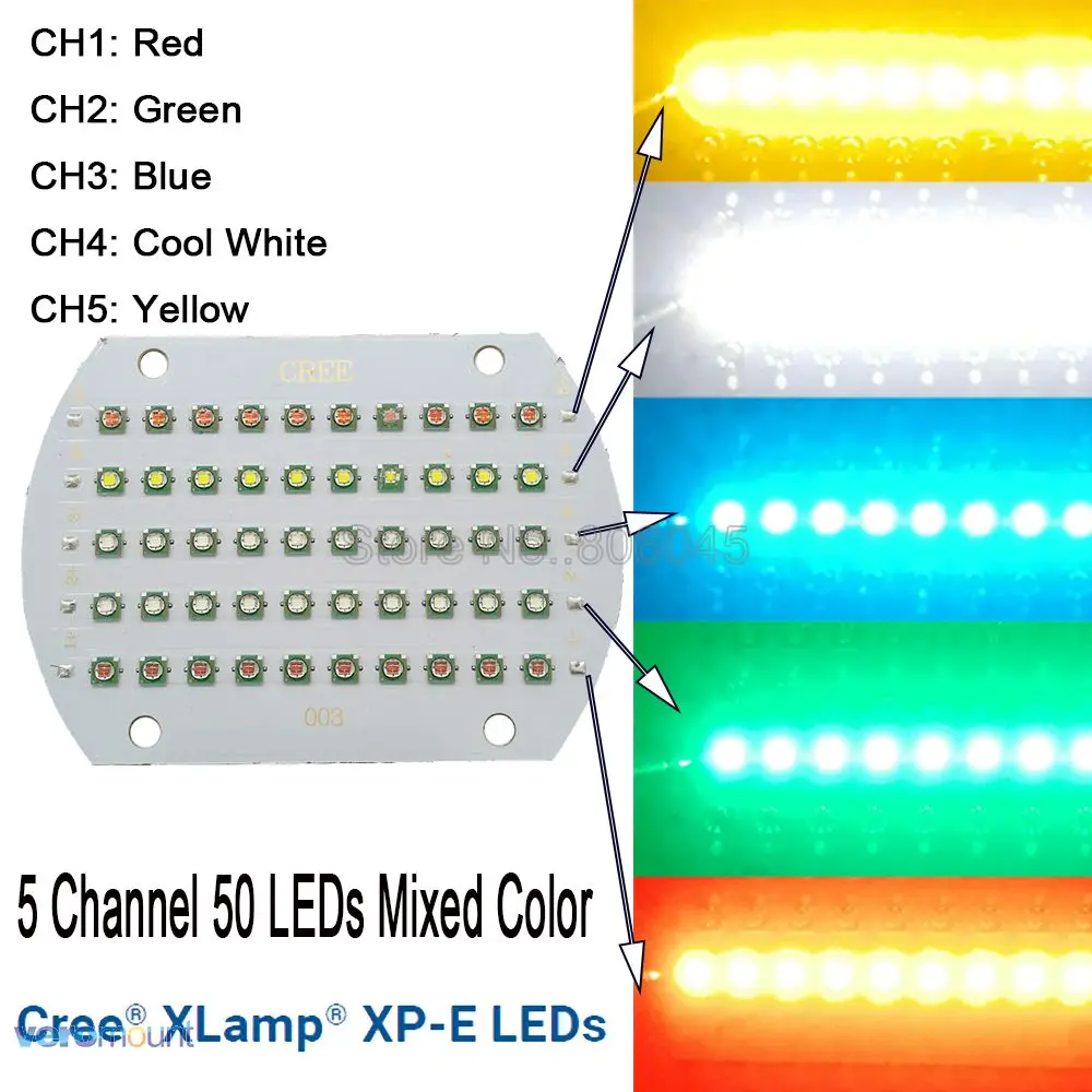 Cree XPE XP E 50 светодиодов 5 каналов высокой мощности RGB светодиодный излучатель света
