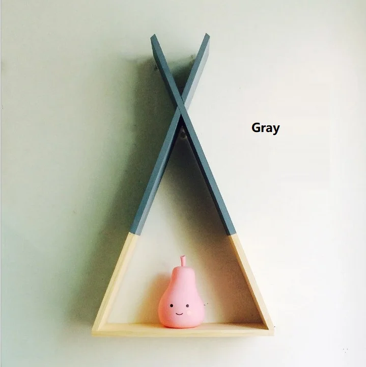 Gray 1 шт., деревянная треугольная полка для ванной, настенный стеллаж для хранения, сделай сам, детская комната, аксессуары для украшения дома - Цвет: Gray