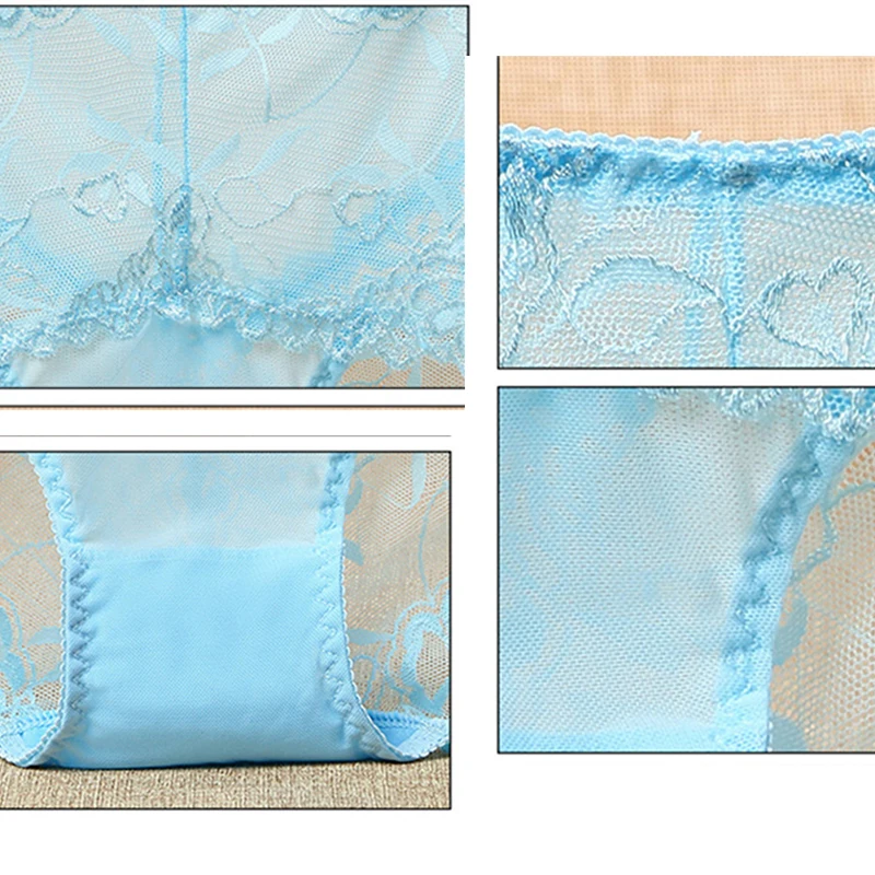 AWAYTR Plus Size Sexy Lace High Waist Women Panties Female Rose Flower Hollow Out Ladies Transparent Underwear 11 Colors L-XXL |