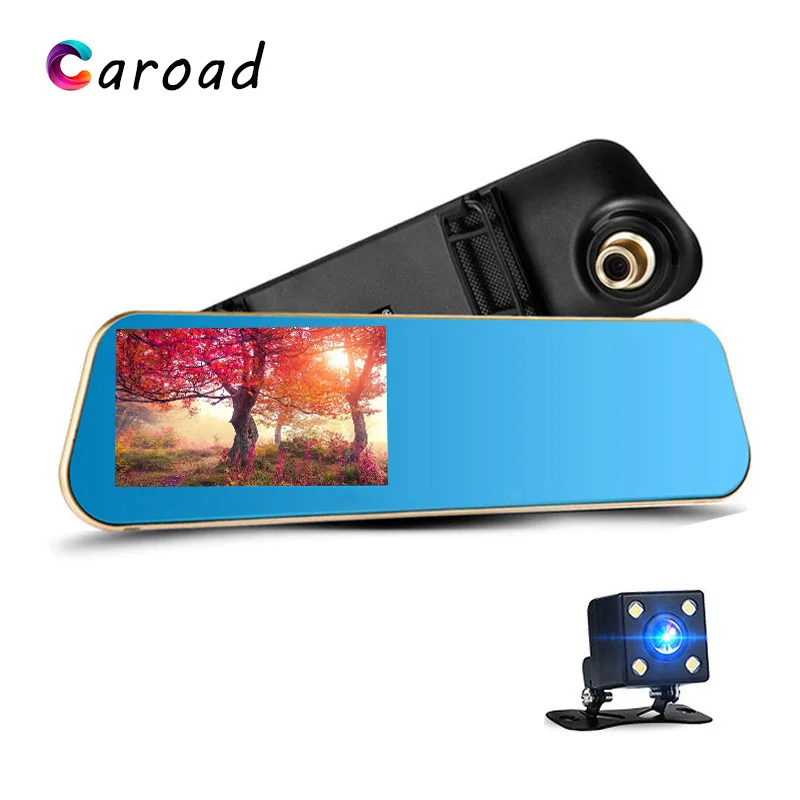 Caroad Full HD 1080 P 4 3 дюймов видеорегистратор камера заднего вида двойной объектив