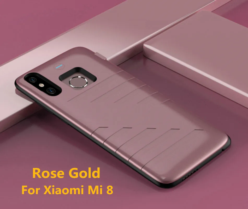 Розовый 6800 мАч чехол для зарядного устройства для Xiaomi Mi 8 портативный зарядный внешний аккумулятор чехол для телефона чехол для Xiaomi Mi 8 чехол для зарядного устройства телефона - Цвет: Розовый