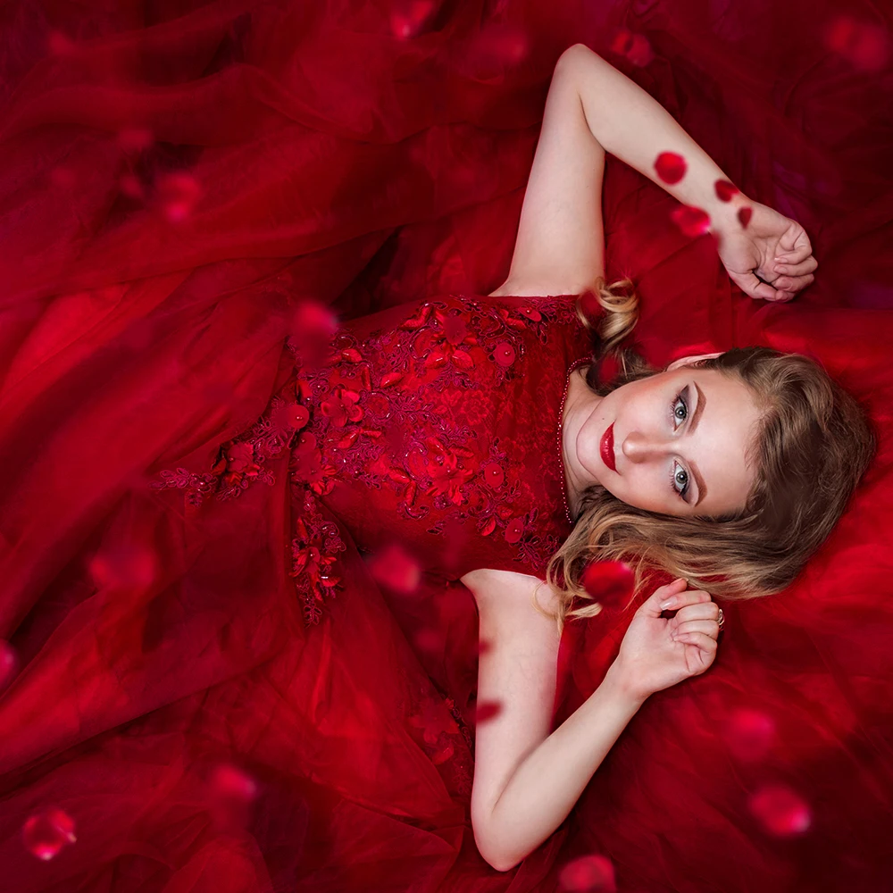 Robe De Soiree SSYFashion, элегантное вечернее платье для банкета, невесты, цвета красного вина, кружевное, с цветами, с бисером, длинное, для вечеринки, выпускного, платья на заказ