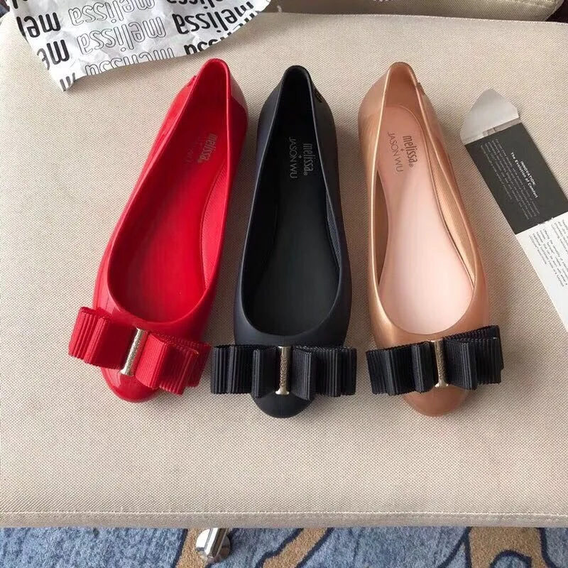 Melissa/модные женские прозрачные сандалии с бантом; женские прозрачные сандалии Melissa; нескользящие сандалии; семейная обувь; пляжные сандалии