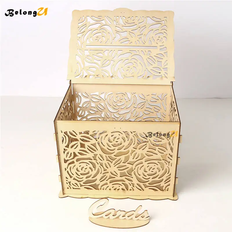 Rustic DIY Wedding Card Box with Lock for Gift Money Slot Wishing Well box Envelope Boxes Vintage Decoration | Дом и сад