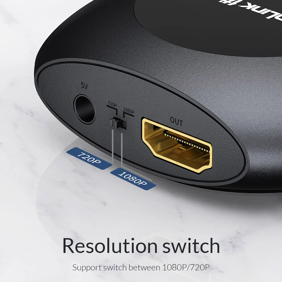 Unnlink RCA/AV к HDMI-совместимый адаптер преобразователь композитный CVBS с аудио 1080P NTSC/PAL