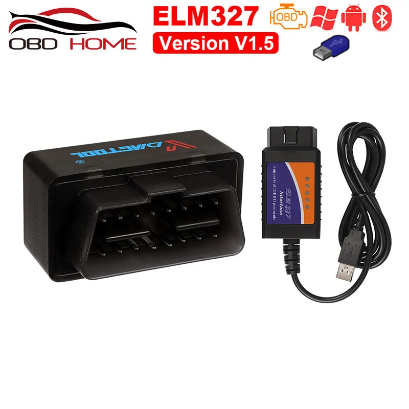 Автомобильные аксессуары OBD2 ELM327 v1.5 Bluetooth USB OBD 2 ELM 327 CAN BUS Диагностика автомобиля
