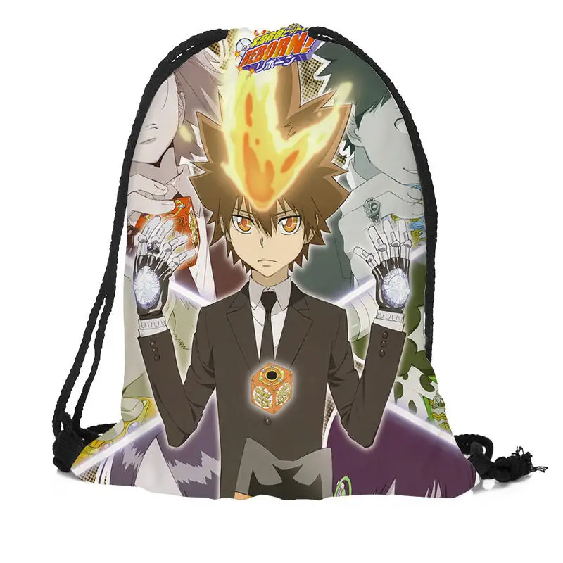 Новые модные рюкзаки на заказ HITMAN REBORN сумки шнурке с принтом Женский школьный