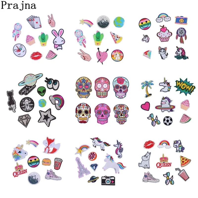 Prajna 9 шт./лот единорог Радуга UFO Planet Patches шитье вышивка мультфильм патч в полоску на