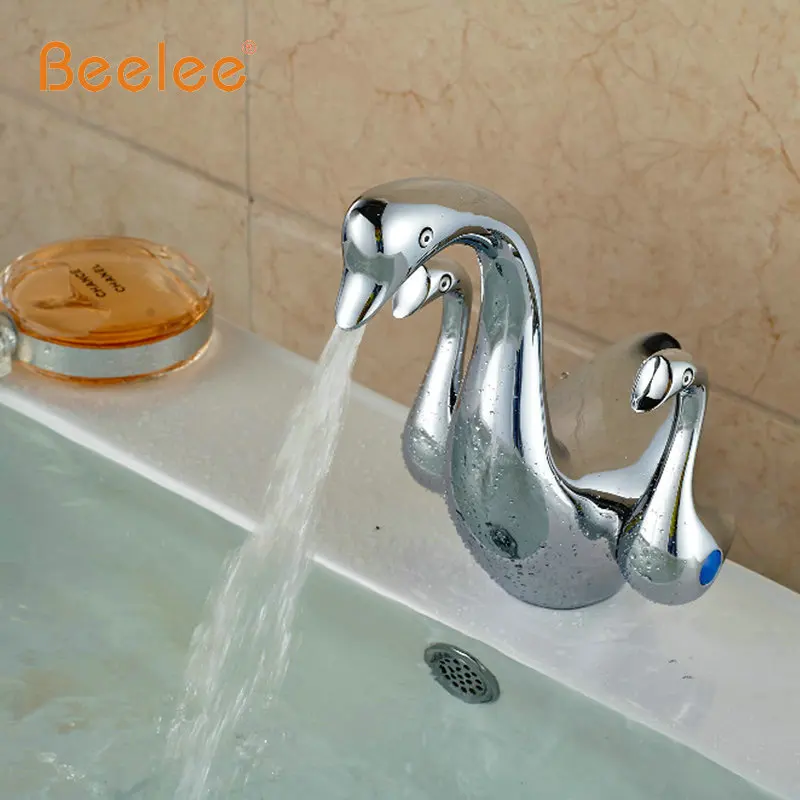 Креативный смеситель для раковины в форме утки с двумя ручками Смеситель двойные