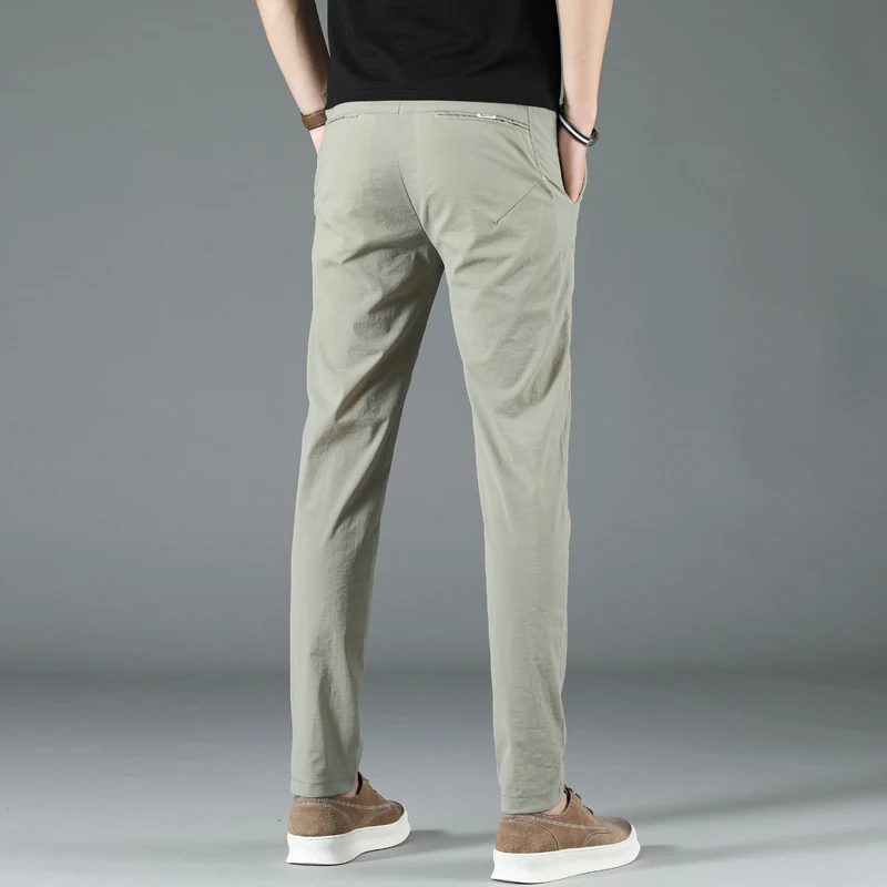 Jantour/Брендовые мужские брюки тонкие повседневные деловые прямые средней длины