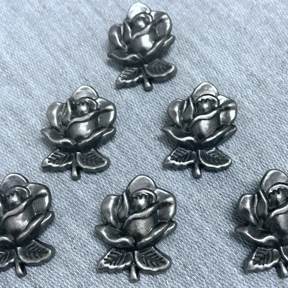 Серебристый цветок под старину серьги заклёпки панк 30 шт. 22x28 мм Аксессуары для